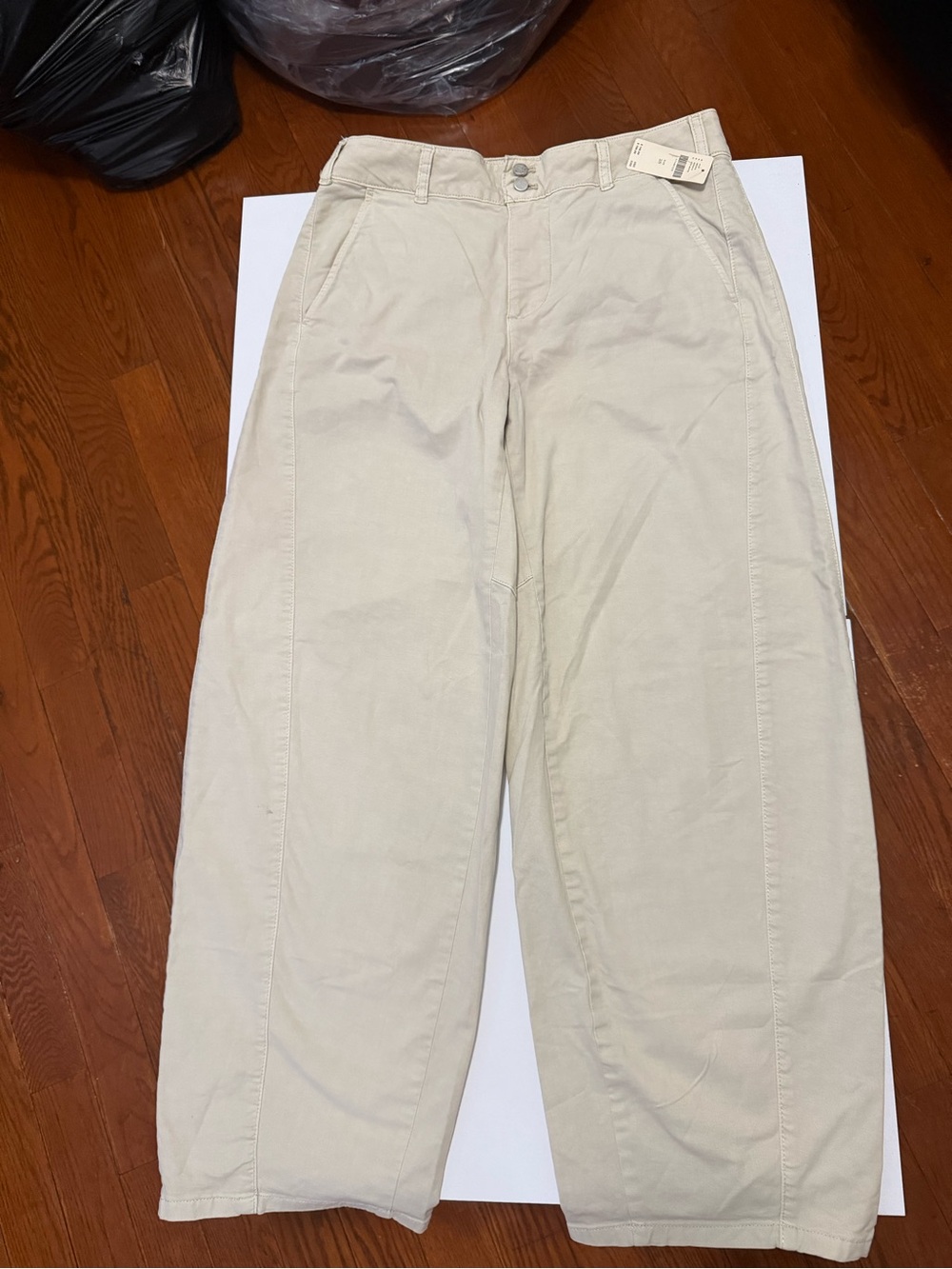 Anthropologie Beige Wide-Leg Chinos